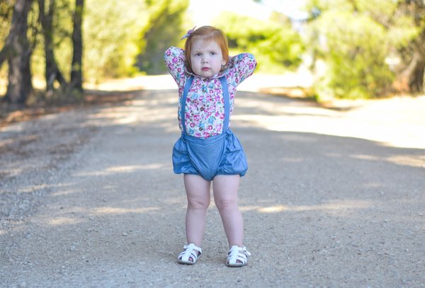 Detachable Pucker Shorts w Belt - Denim, - LollipopHouse