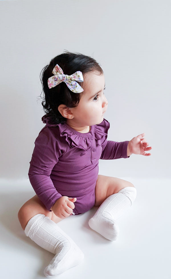 Ruffle Long Sleeve - Plum, - LollipopHouse