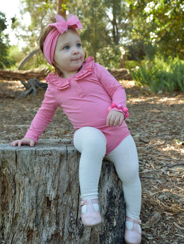 Ruffle Long Sleeve - Rose, - LollipopHouse