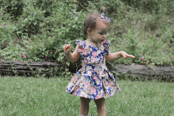 Detachable Flutter Pinny + Headband - Fleur, - LollipopHouse
