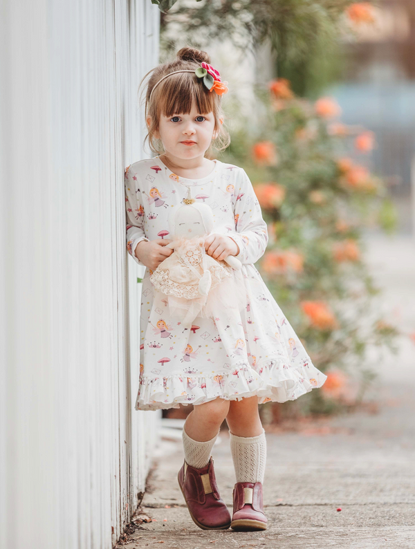 Long Sleeve Frill Dress - Fairy Garden