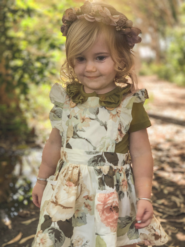 Detachable Flutter Pinny + Headband - Fawn, - LollipopHouse