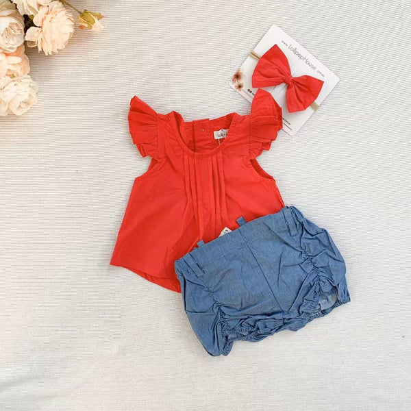 Flutter Top + Bow - Red