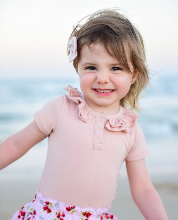 Ruffle Short Sleeve - Blush, - LollipopHouse