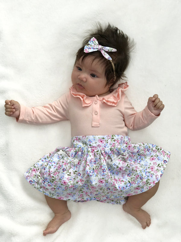 Ruffle Long Sleeve - Peach, - LollipopHouse