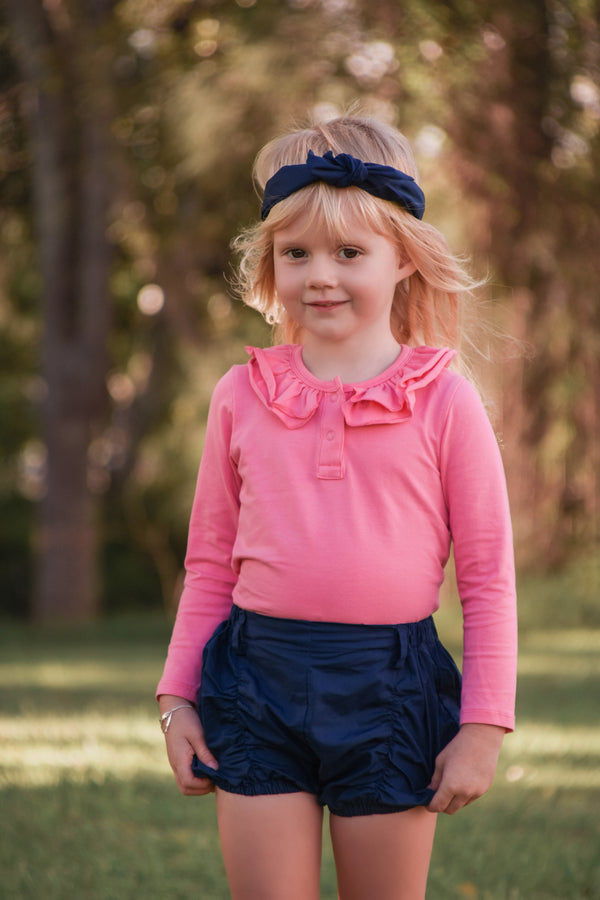 Detachable Pucker Shorts w Belt - Navy, - LollipopHouse