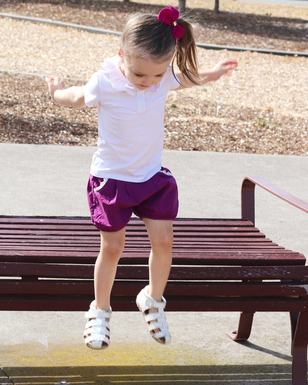 Bubble Shorts + Headwrap - Wine, - LollipopHouse