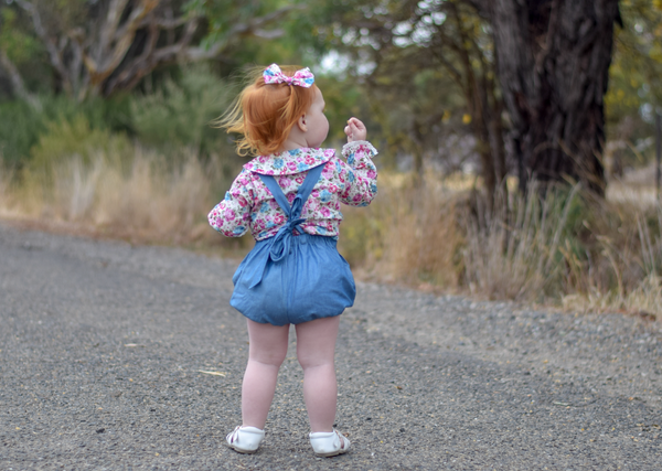 Detachable Pucker Shorts w Belt - Denim, - LollipopHouse