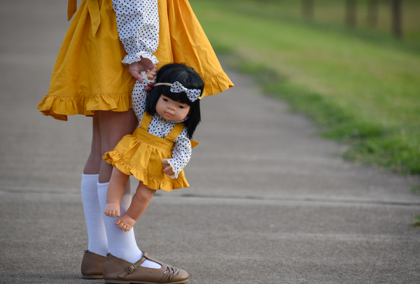 Doll Ruffle Skirt + Headband - Mustard, - LollipopHouse