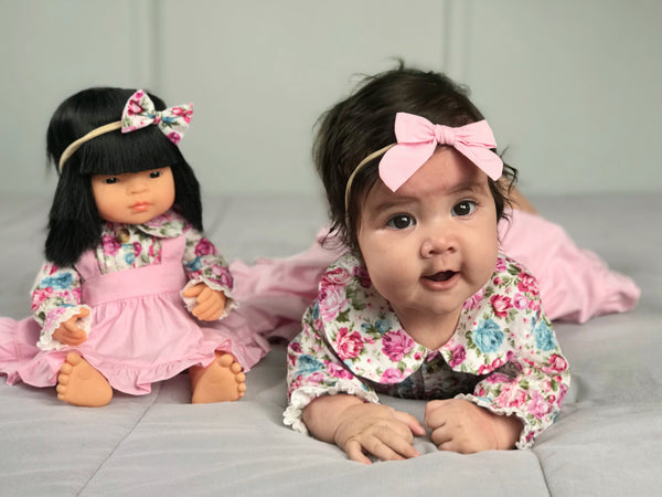 Doll Ruffle Skirt + Headband - Baby Pink, - LollipopHouse