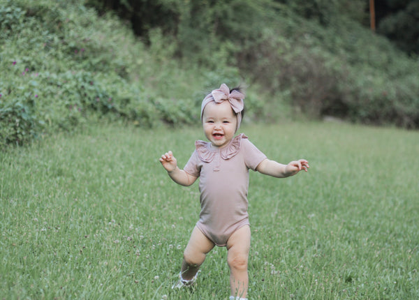 Ruffle Short Sleeve - Dusty Grey, - LollipopHouse