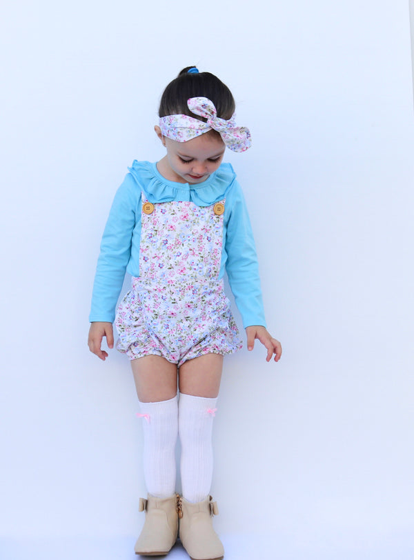 Ruffle Long Sleeve - Maya Blue, - LollipopHouse
