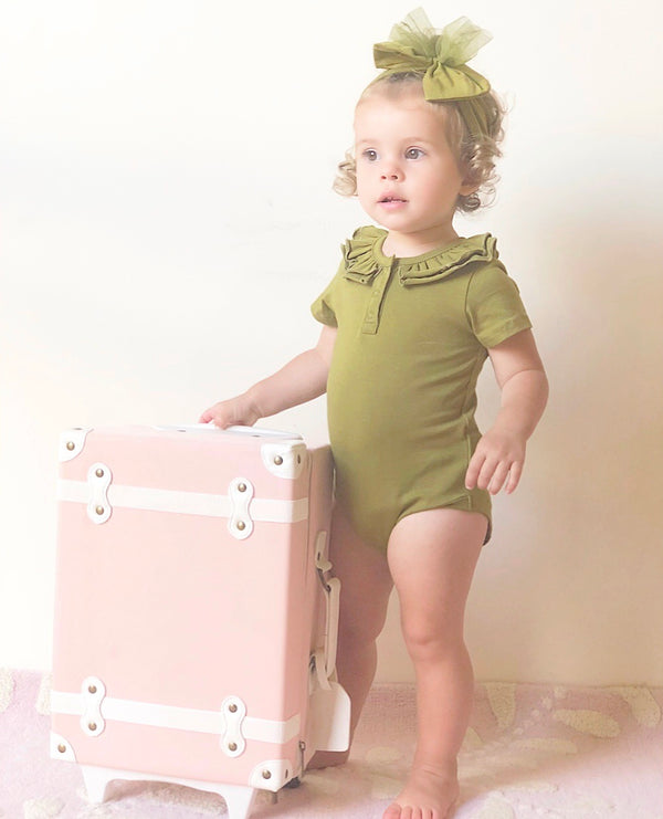 Ruffle Short Sleeve - Moss, - LollipopHouse