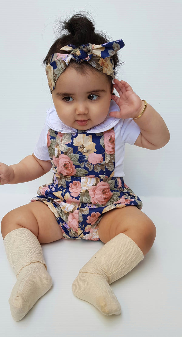 Detachable Overall + TopKnot - Fleur, - LollipopHouse