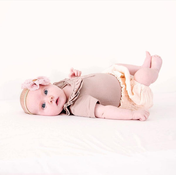 Ruffle Short Sleeve - Dusty Grey, - LollipopHouse