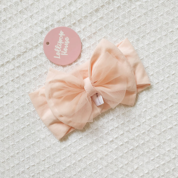 Tulle Headwrap - Peach, - LollipopHouse