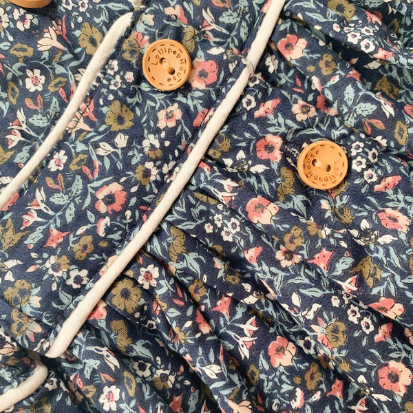 Button Bib Dress + Bow - Ruby