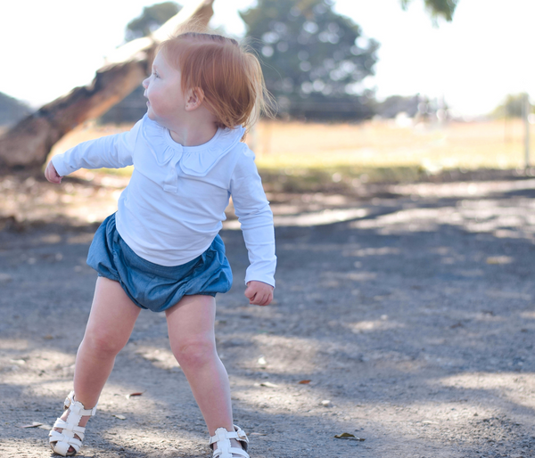 Detachable Pucker Shorts w Belt - Denim, - LollipopHouse