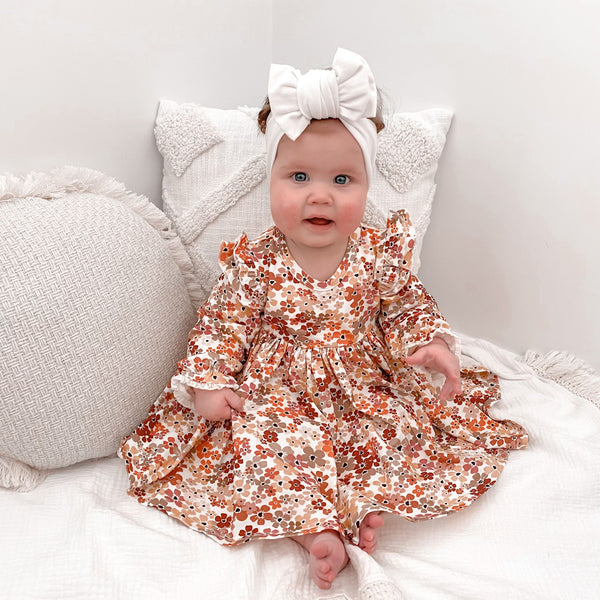 Long Sleeve Flutter Dress - Autumn Breeze