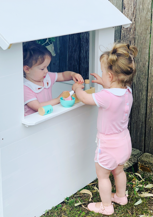 Comfy Summer Collared Top/Romper - Baby Pink w IceCream