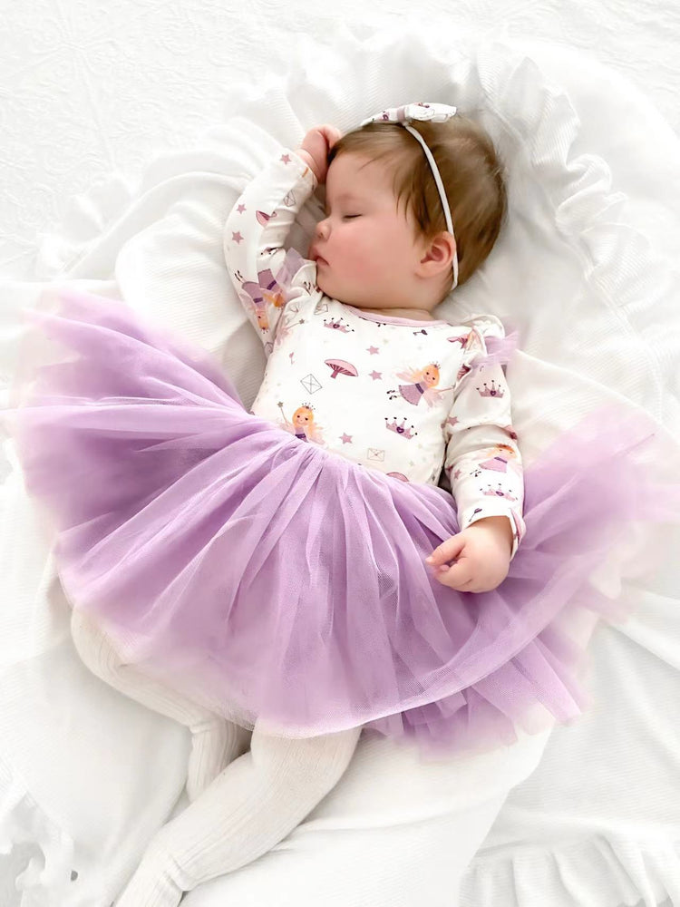 Long Sleeve TuTu Dress + Bow - Fairy Garden