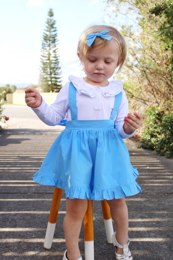 Detachable Ruffle Skirt - Powder Blue + Headband, - LollipopHouse