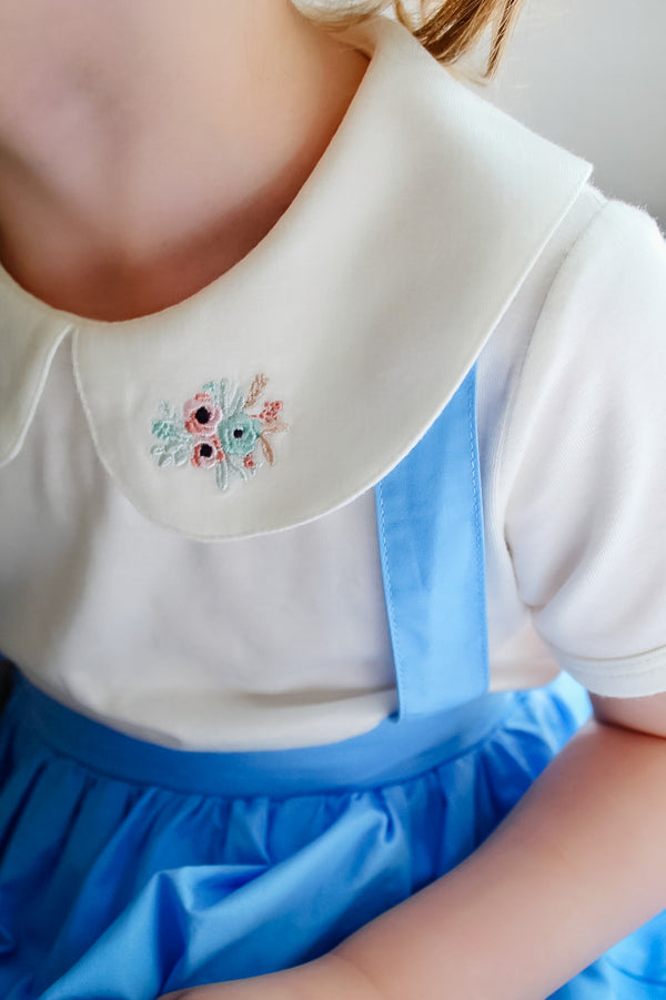 Comfy Summer Collared Top/Romper - white w floral