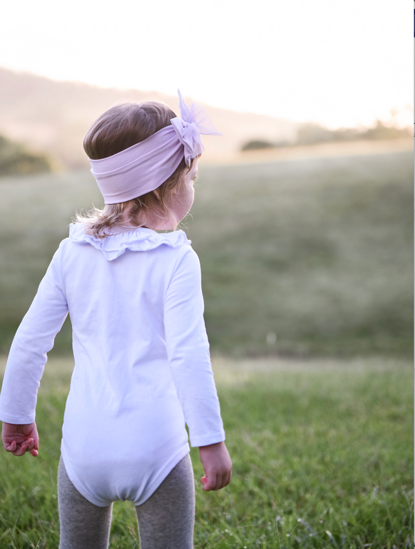 Ruffle Long Sleeve - White, - LollipopHouse