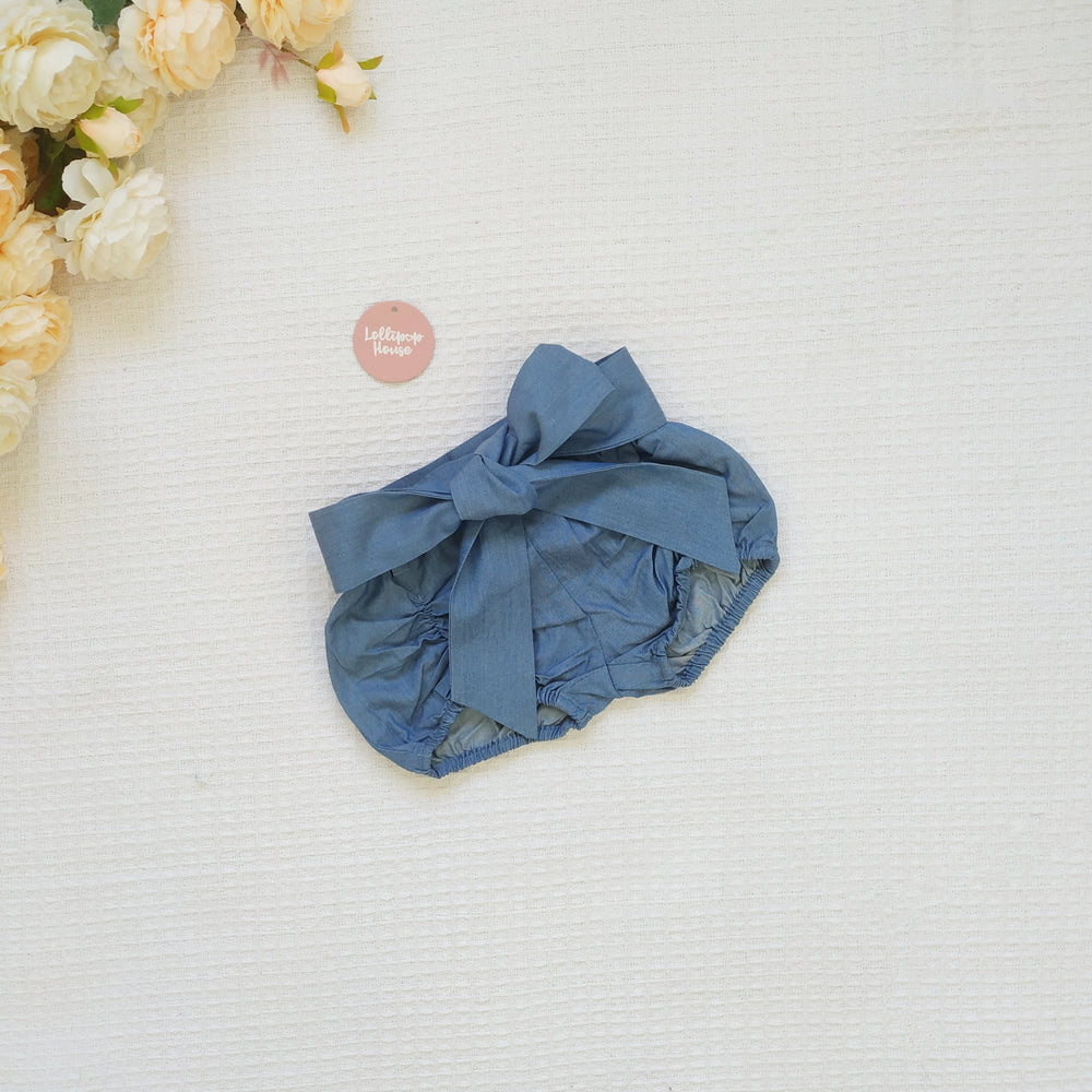 Detachable Pucker Shorts w Belt - Denim, - LollipopHouse