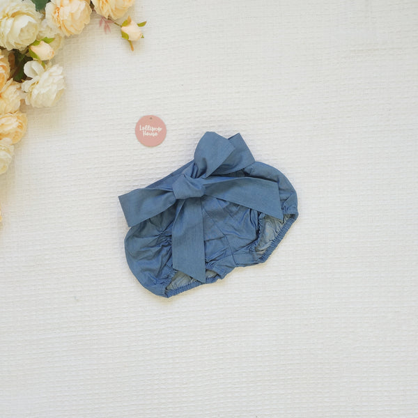 Detachable Pucker Shorts w Belt - Denim, - LollipopHouse