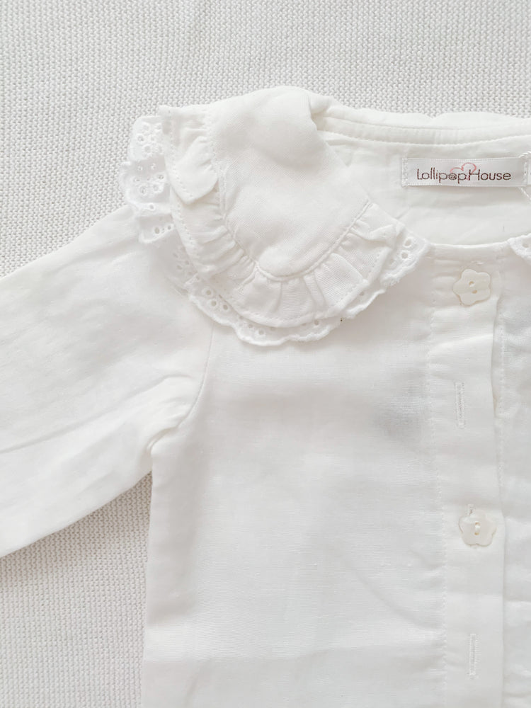 Long Sleeve Blouse Top - Muslin White