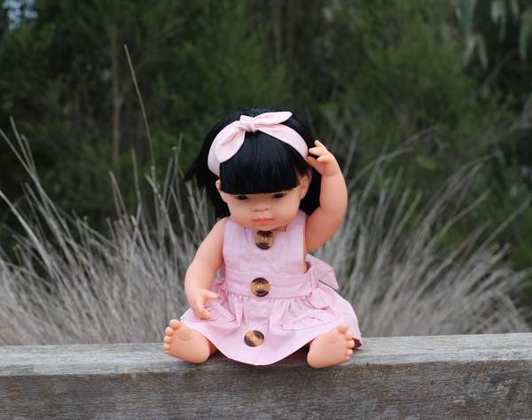 Doll Button Pinny - Pink,  - LollipopHouse