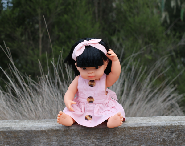Doll Button Pinny - Pink, - LollipopHouse