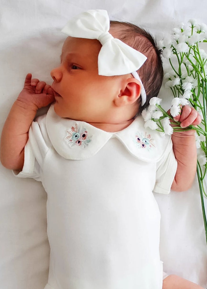 Comfy Summer Collared Top/Romper - white w floral