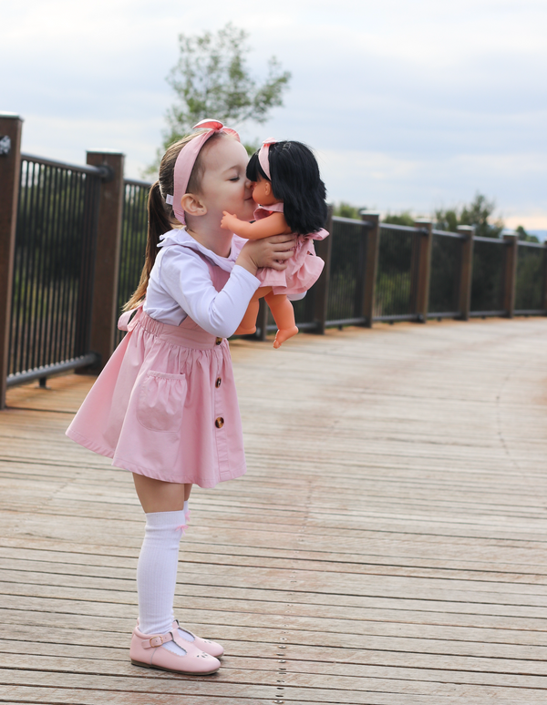 Doll Button Pinny - Pink, - LollipopHouse