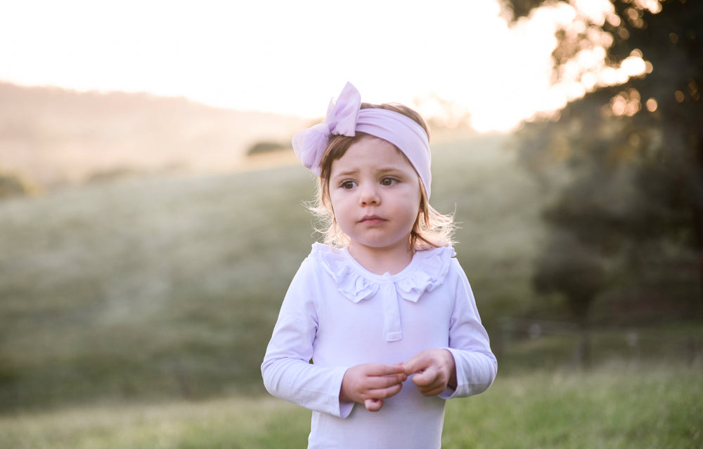 Ruffle Long Sleeve - White, - LollipopHouse