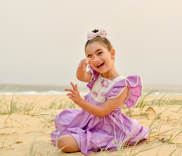 Ruffle Bib Dress + Bow - Aurora