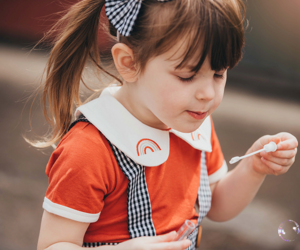 Comfy Summer Collared Top/Romper - Rust w Rainbow