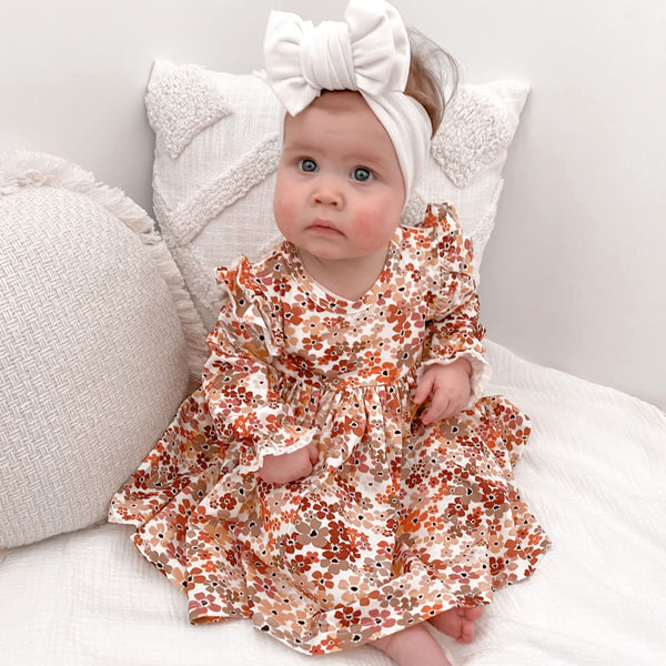 Long Sleeve Flutter Dress - Autumn Breeze