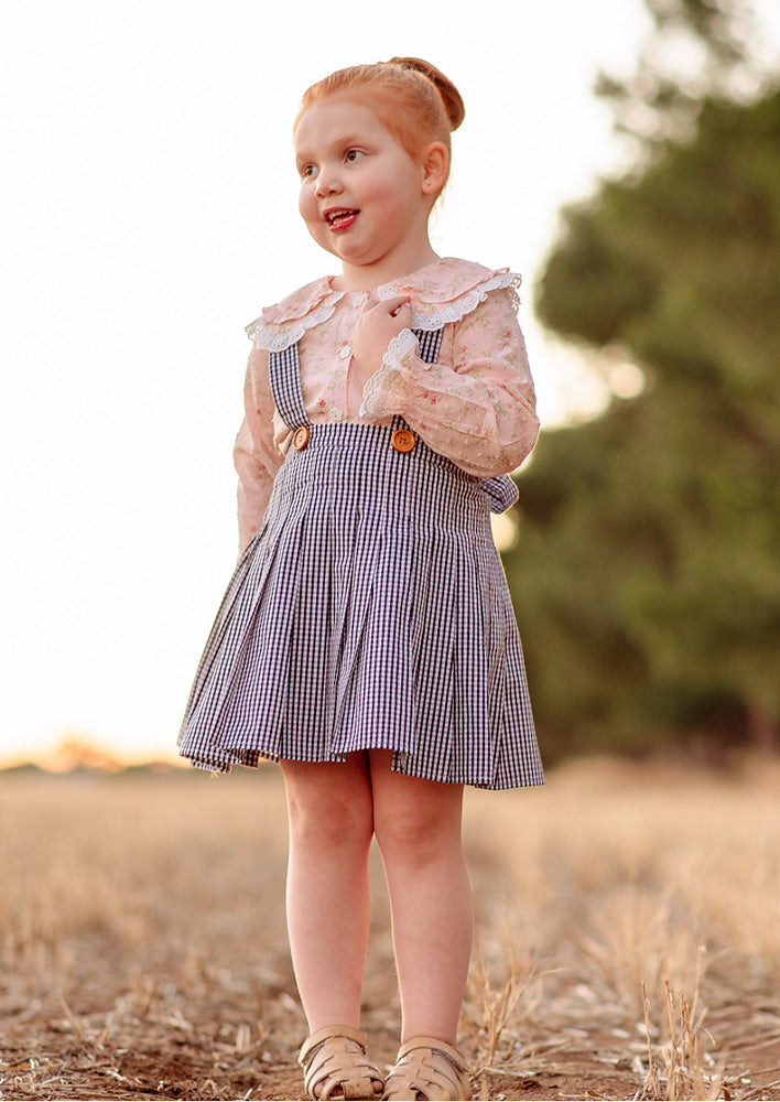 Suspender Pleated Skirt - Gingham