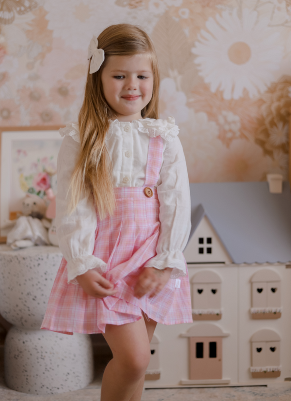 Suspender Pleated Skirt - Vintage Pink