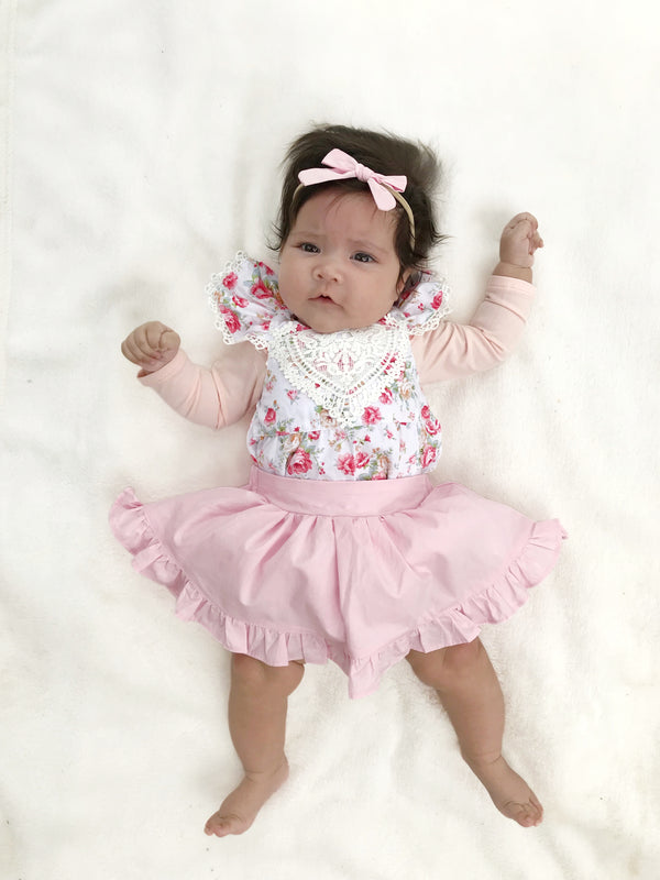 Detachable Ruffle Skirt - Baby Pink + Headband, - LollipopHouse