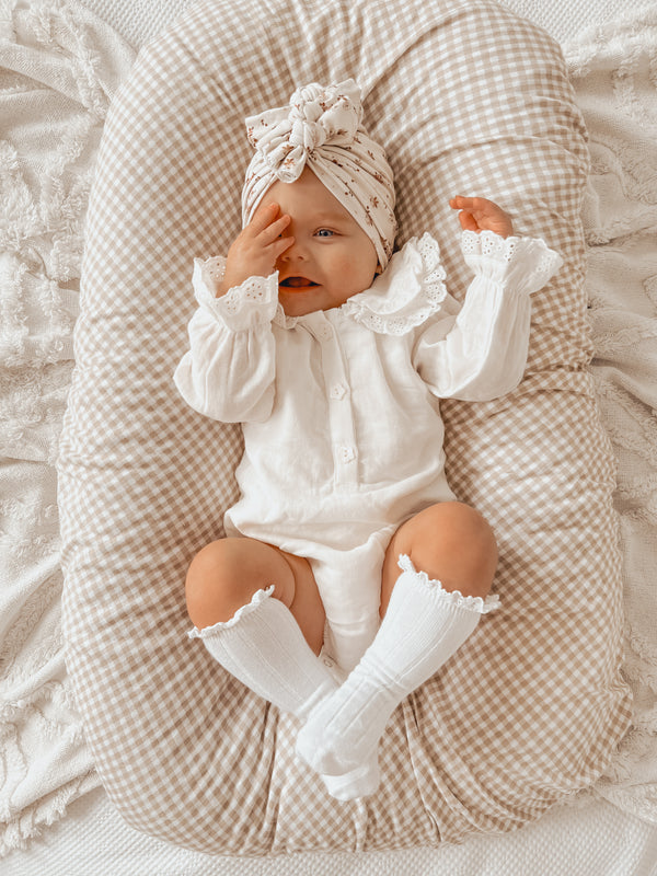 Long Sleeve Blouse Romper - Muslin White