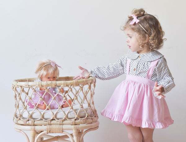 Doll Collared Blouse + Headband - Polka Dot, - LollipopHouse