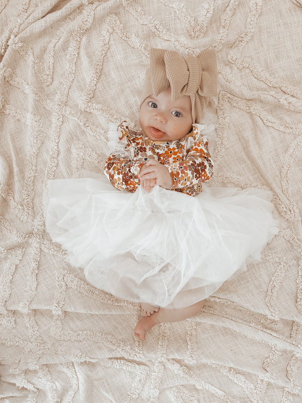 Long Sleeve TuTu Dress + Bow - Autumn Breeze