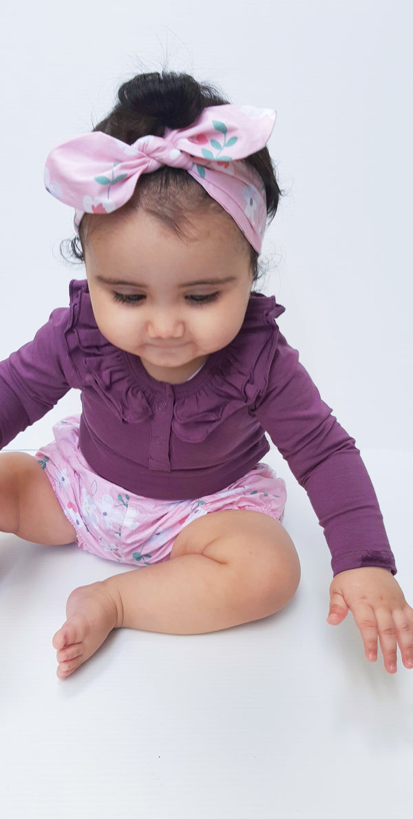 Ruffle Long Sleeve - Plum, - LollipopHouse