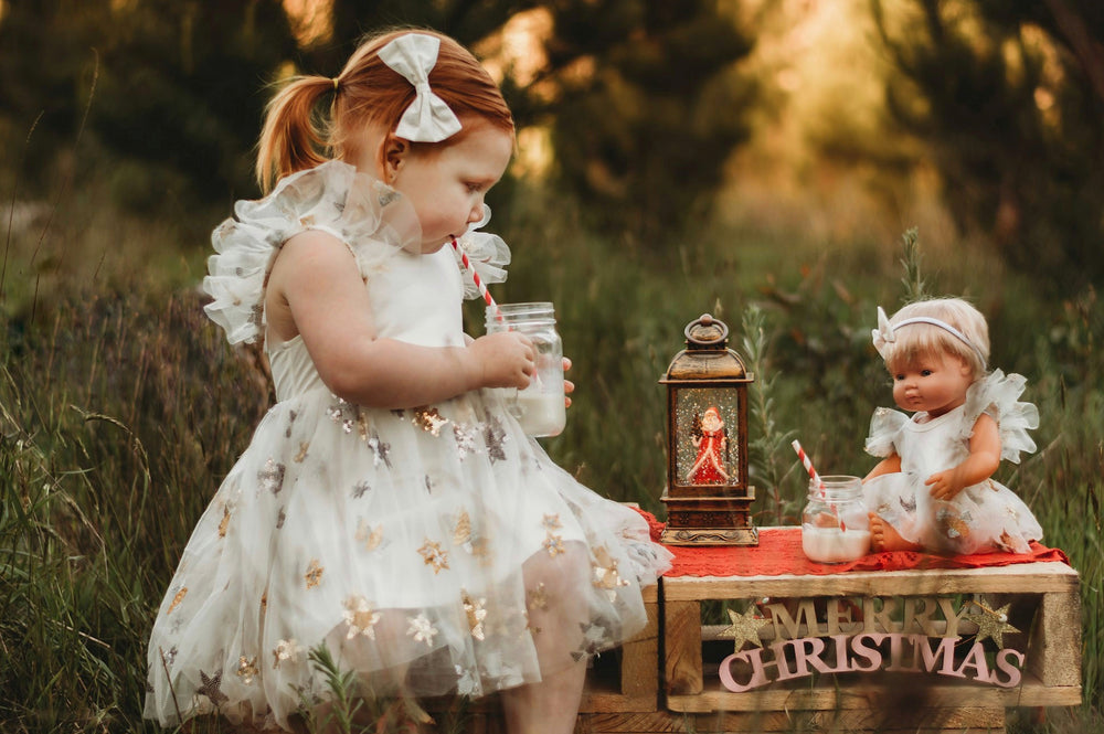 Doll Miracle Dress + Bow - White