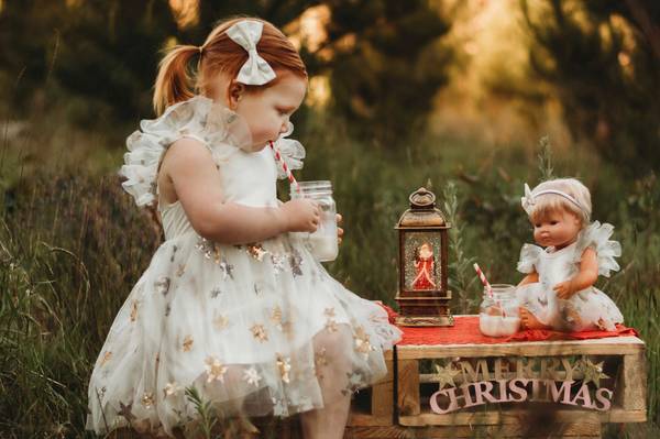 Doll Miracle Dress + Bow - White