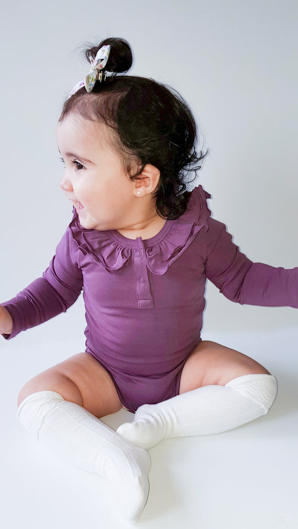 Ruffle Long Sleeve - Plum, - LollipopHouse