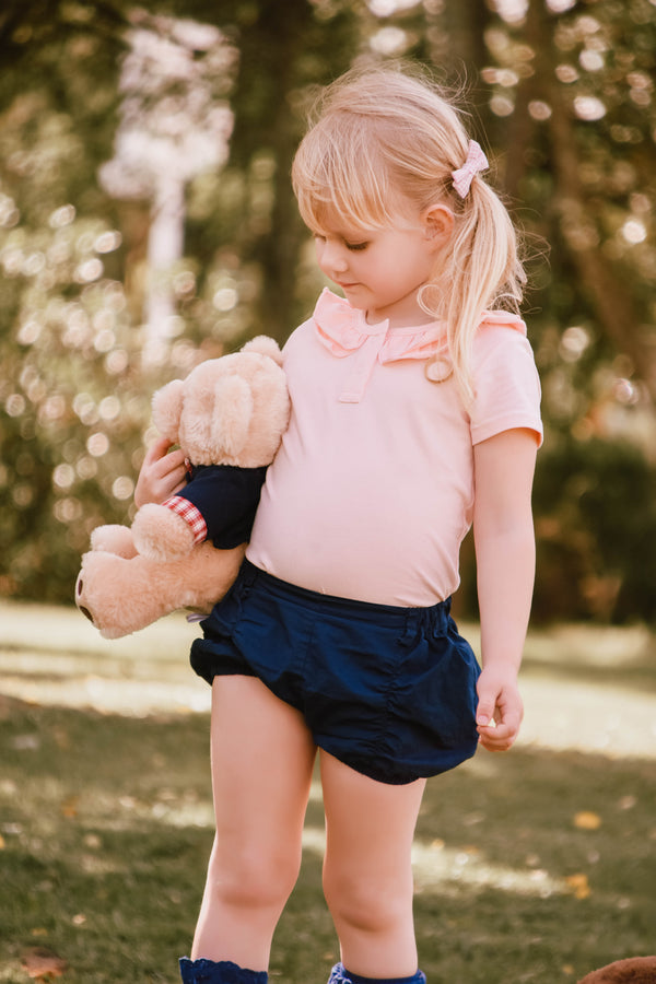 Ruffle Short Sleeve - Peach, - LollipopHouse
